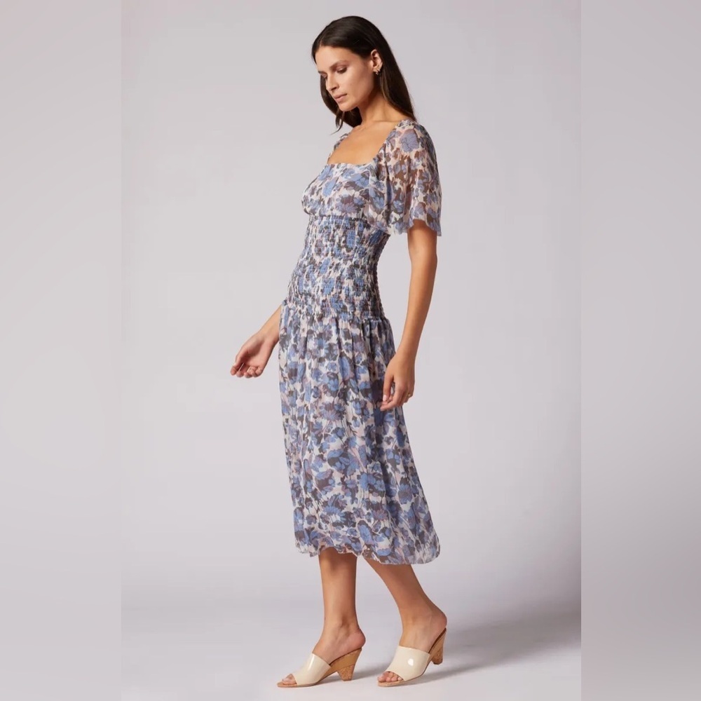 Joie Gillian Silk Midi Dress in Blue